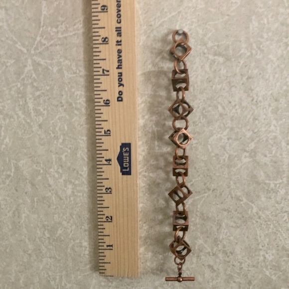 Cube & Circled Copper Chain Bracelet with Toggle - Picture 4 of 9